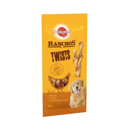 Pedigree Ranchos Twist Dog Treats Chicken 40g (Pack of 12)