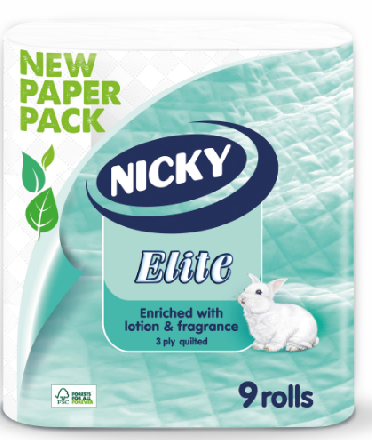Nicky Elite 3Ply Toilet Tissue Paper (Pack of 9)